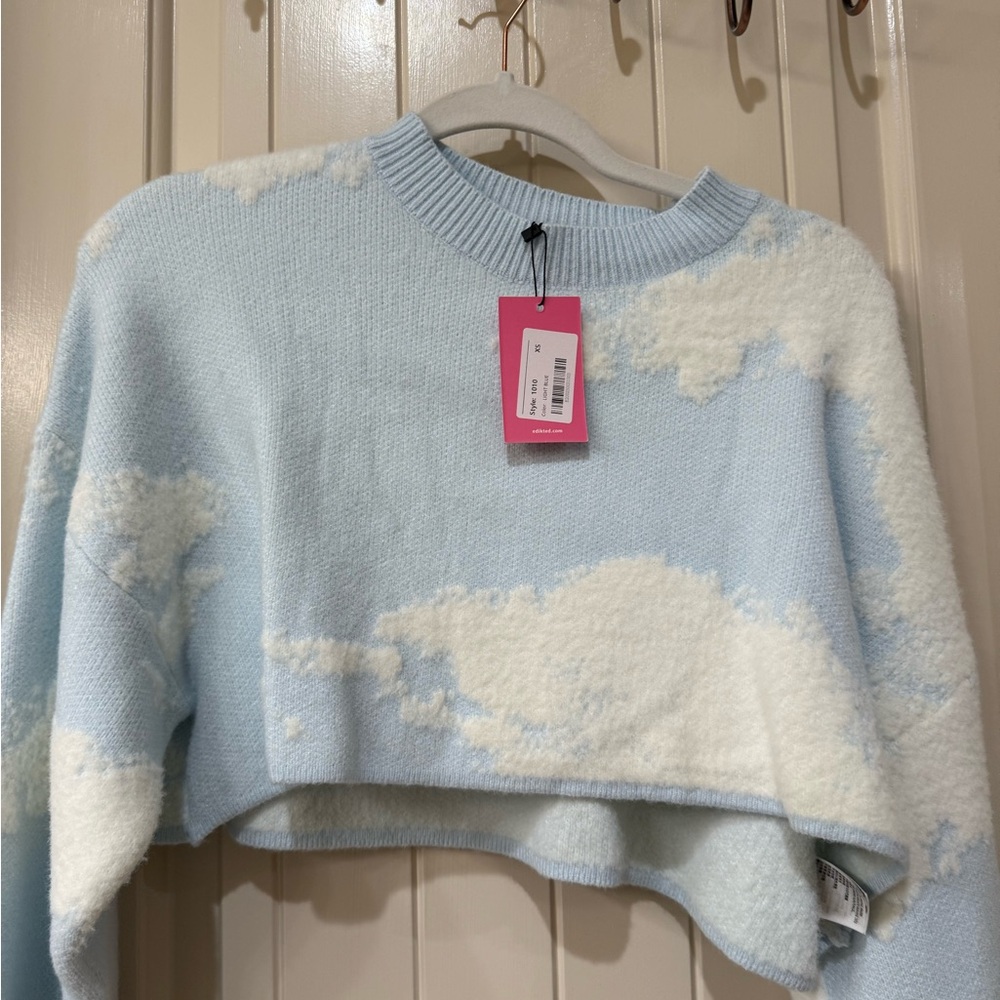 Sky Blue and White Cloud Sweater